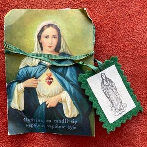 Artisan VINTAGE Immaculate HEART of MARY Beaded SCAPULAR NECKLACE